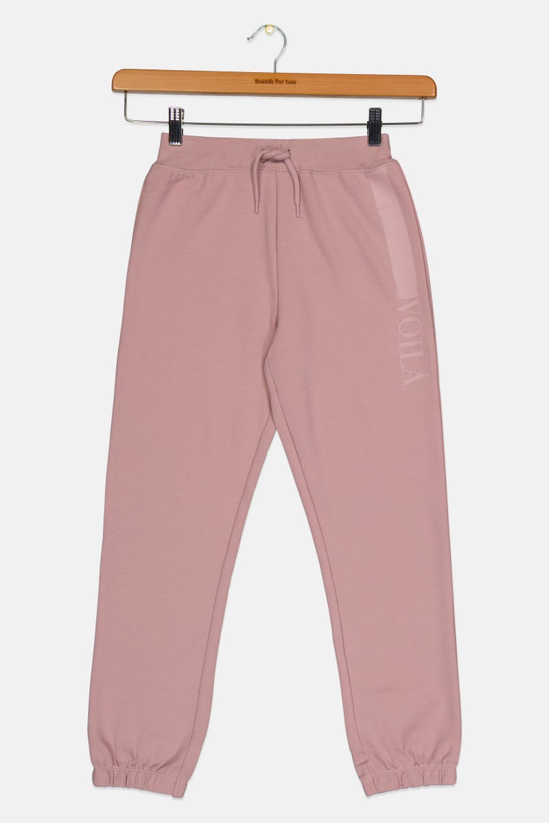 guppy Kids Girl Regular Fit Solid Sweatpants, Mauve - Image 2